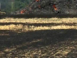 Incendio campo nei pressi del centro storico a Foligno