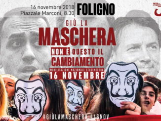 Giù la maschera Protesta studenti a Foligno, corteo da piazzale Marconi