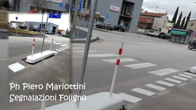 Le strisce pedonali di una settimana già scolorite, su Segnalazioni Foligno
