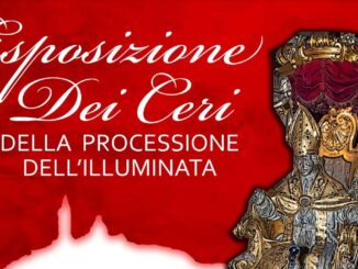 Esposizione dei ceri della processione dell'illuminata a Trevi