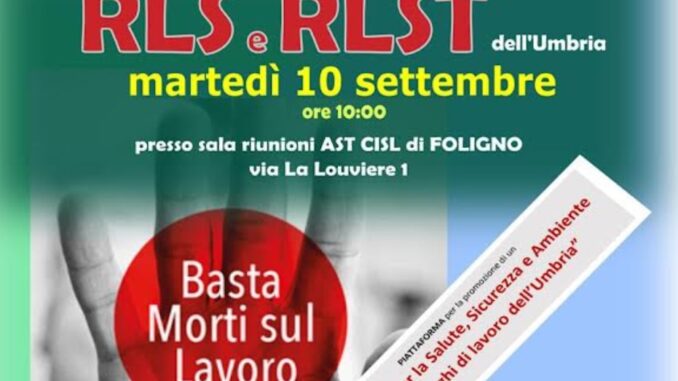 Cgil, Cisl e Uil Umbria Rilanciano Piattaforma Sicurezza Lavoro